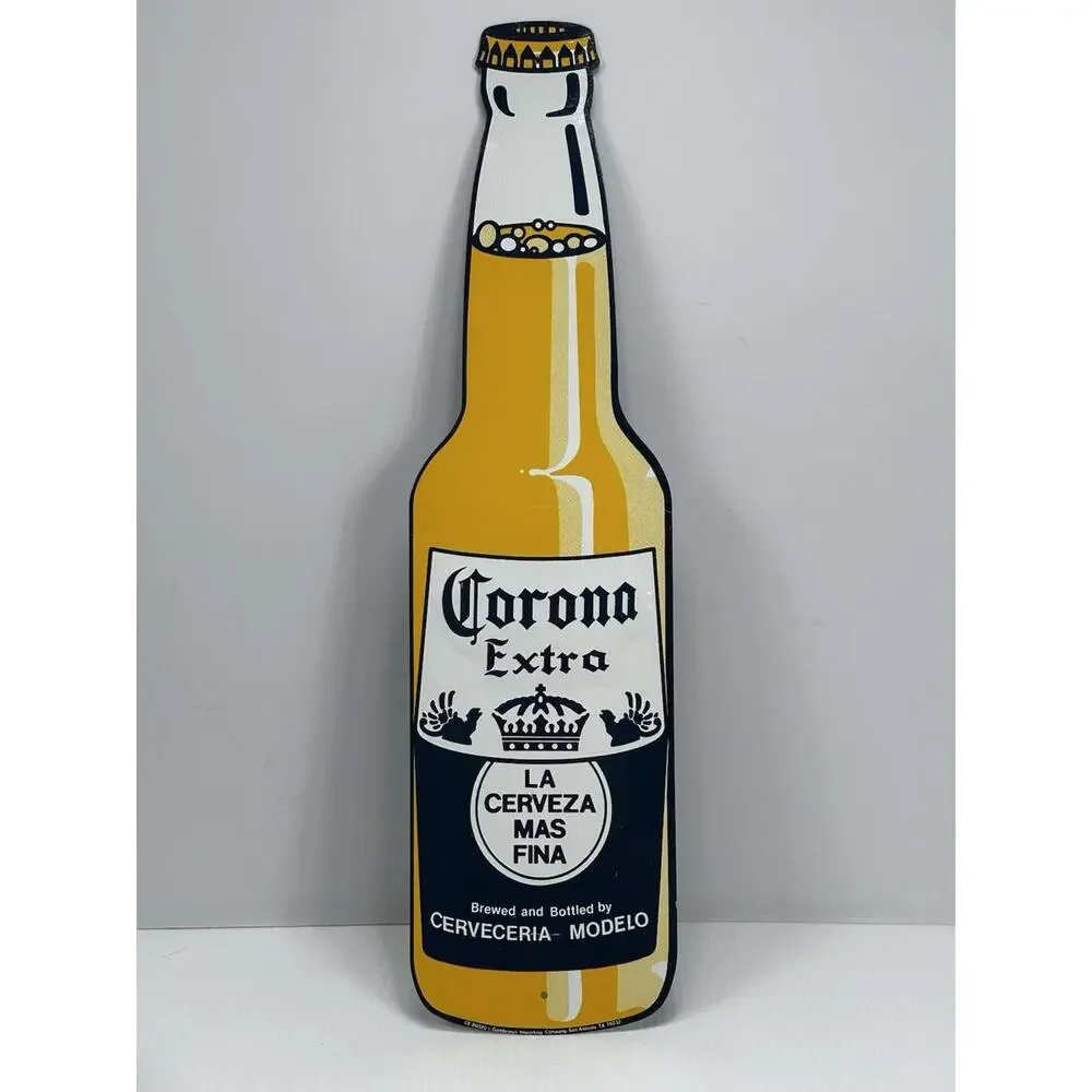 VTG 80's CORONA EXTRA TIN BEER BOTTLE ADVERTISING SIGN 20